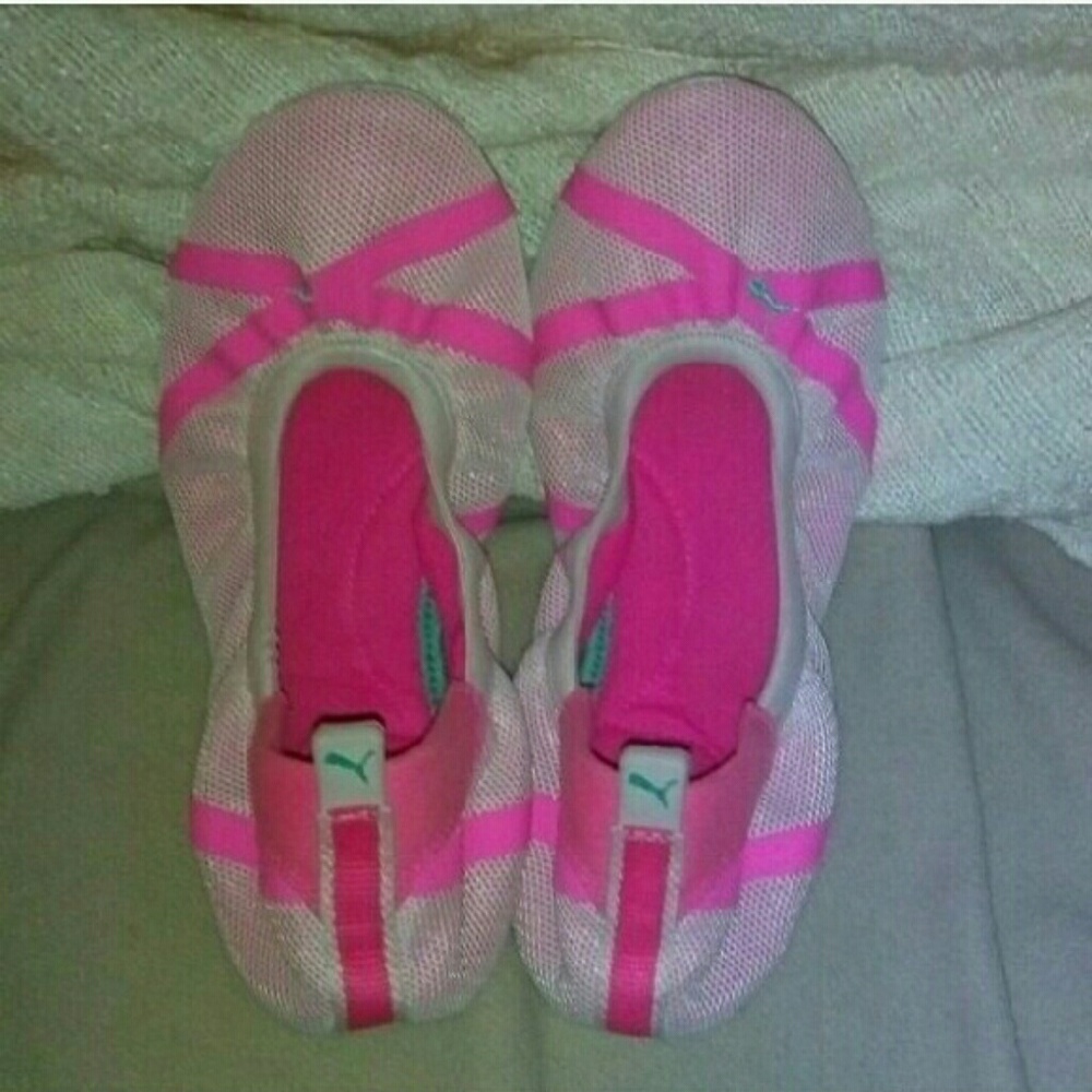 Puma Pink and Light Pink Mesh Slip-On Flats